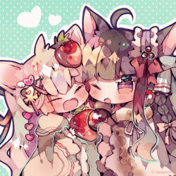 【自主制作】「クレープわんことタピオカにゃんこ」缶バッジイラスト