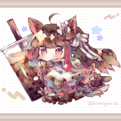 【自主制作】「抱きつきアクキーシリーズ タピオカにゃんこ」