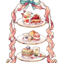 【自主制作】「猫もちカヲ Vtuber配信用 猫と苺のアフタヌーンティー素材」 【自主制作】「Vtuber配信用 猫と苺のアフタヌーンティー」